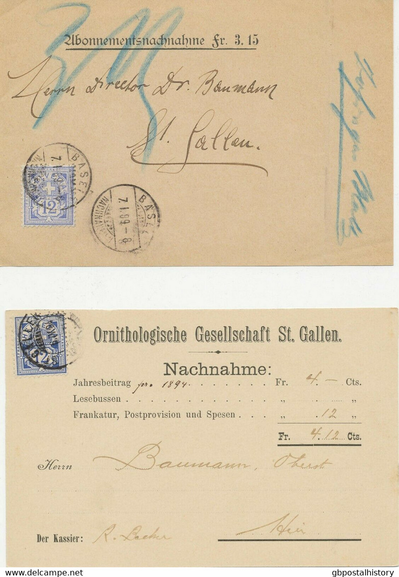 SCHWEIZ 1889/94, 12 C. M. Kontrollzeichen X Und Y Jeweils Als EF (EISENBAHN!!) - Bahnwesen