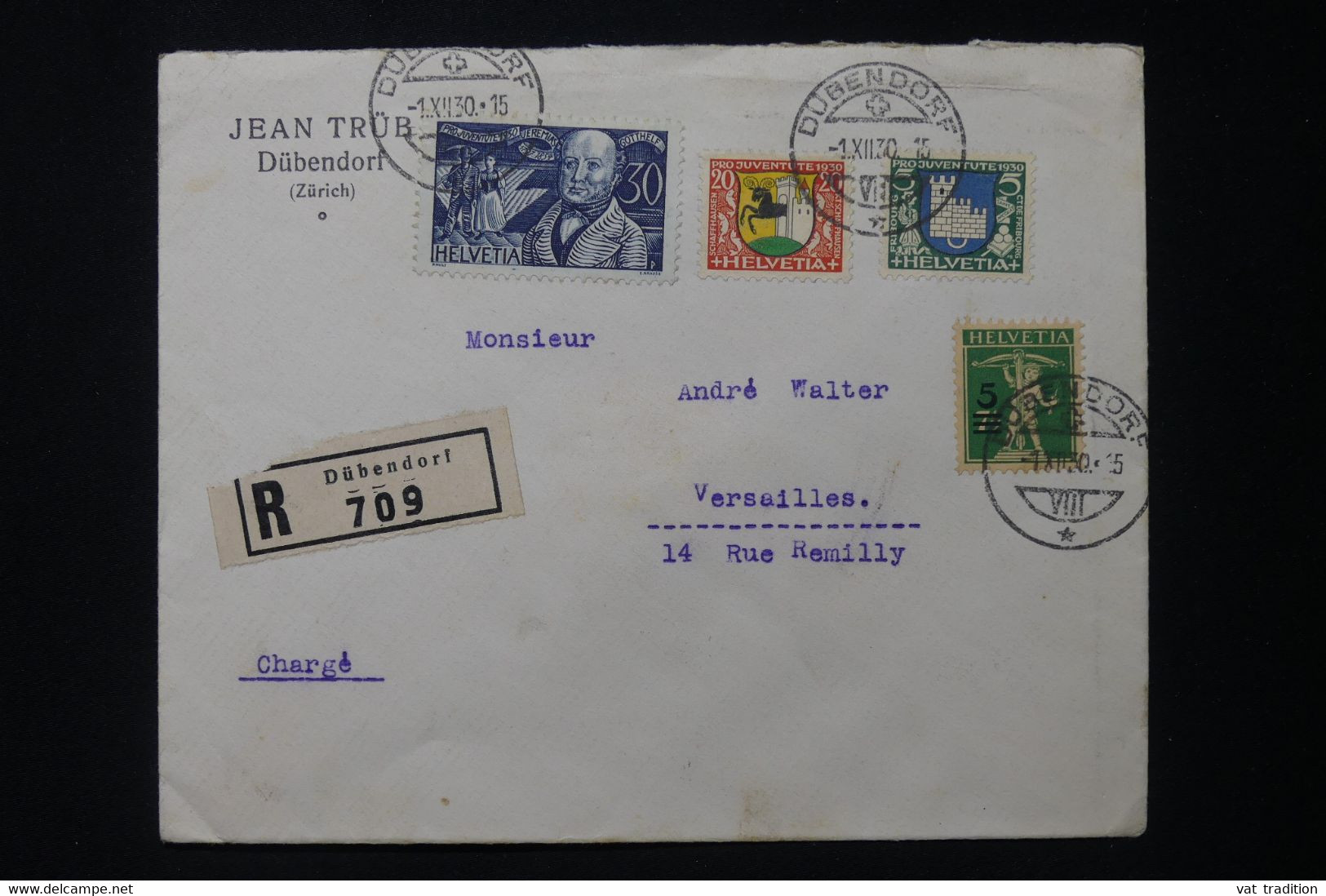 SUISSE - Enveloppe En Recommandé De Dübendorf En 1930 Pour La France - L 88057 - Postmark Collection