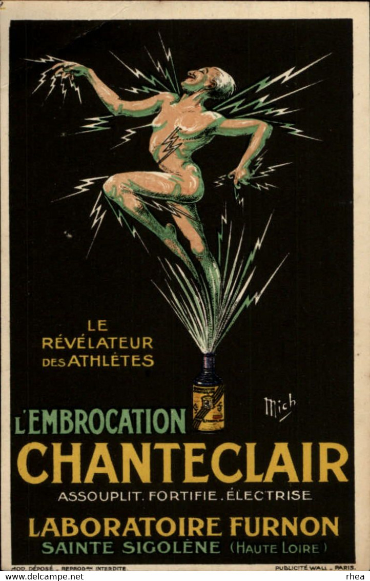 ILLUSTRATEURS - MICH - Publicité - Embrocation Chanteclair - Laboratoire Furnon - Sainte-Sigolène 43 - Mich