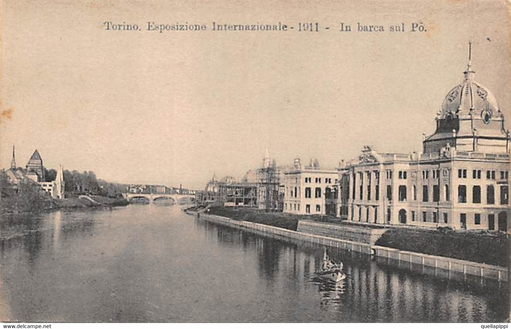 012188 "TORINO - ESPOSIZIONE INTERNAZIONALE 1911 - IN BARCA SUL PO"   ANIMATA. ARCH. '900. CART NON SPED - Mostre, Esposizioni