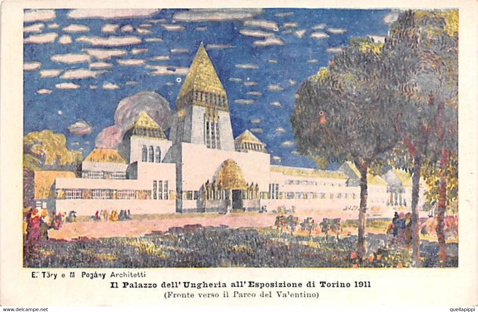 012189 "TORINO - IL PALAZZO DELL'UNGHERIA ALL'ESPOSIZIONE INTERNAZIONALE 1911"   ANIMATA. CART NON SPED - Exhibitions