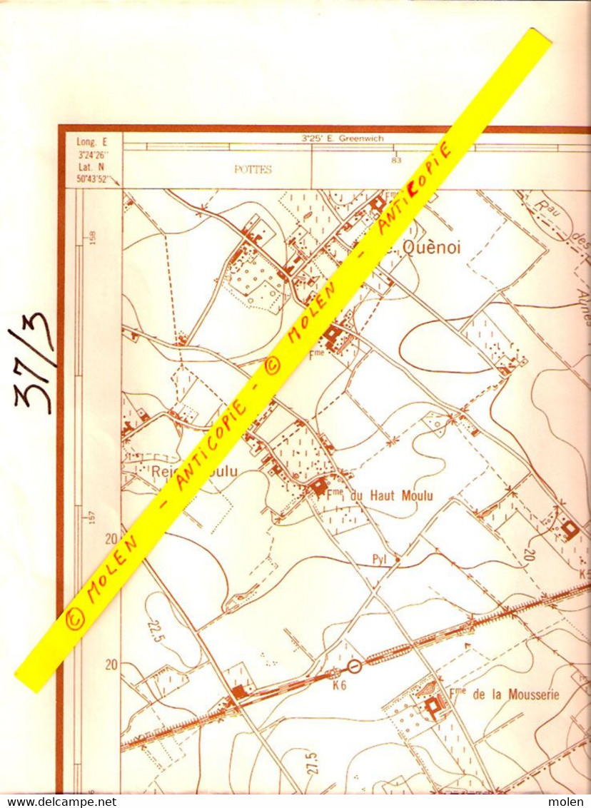 Etat 1960 CELLES-LEZ-TOURNAI CARTE D ETAT MAJOR MOLENBAIX VELAINES POPUELLES MELLES QUARTES MOURCOURT BIZENCOURT S263 - Celles