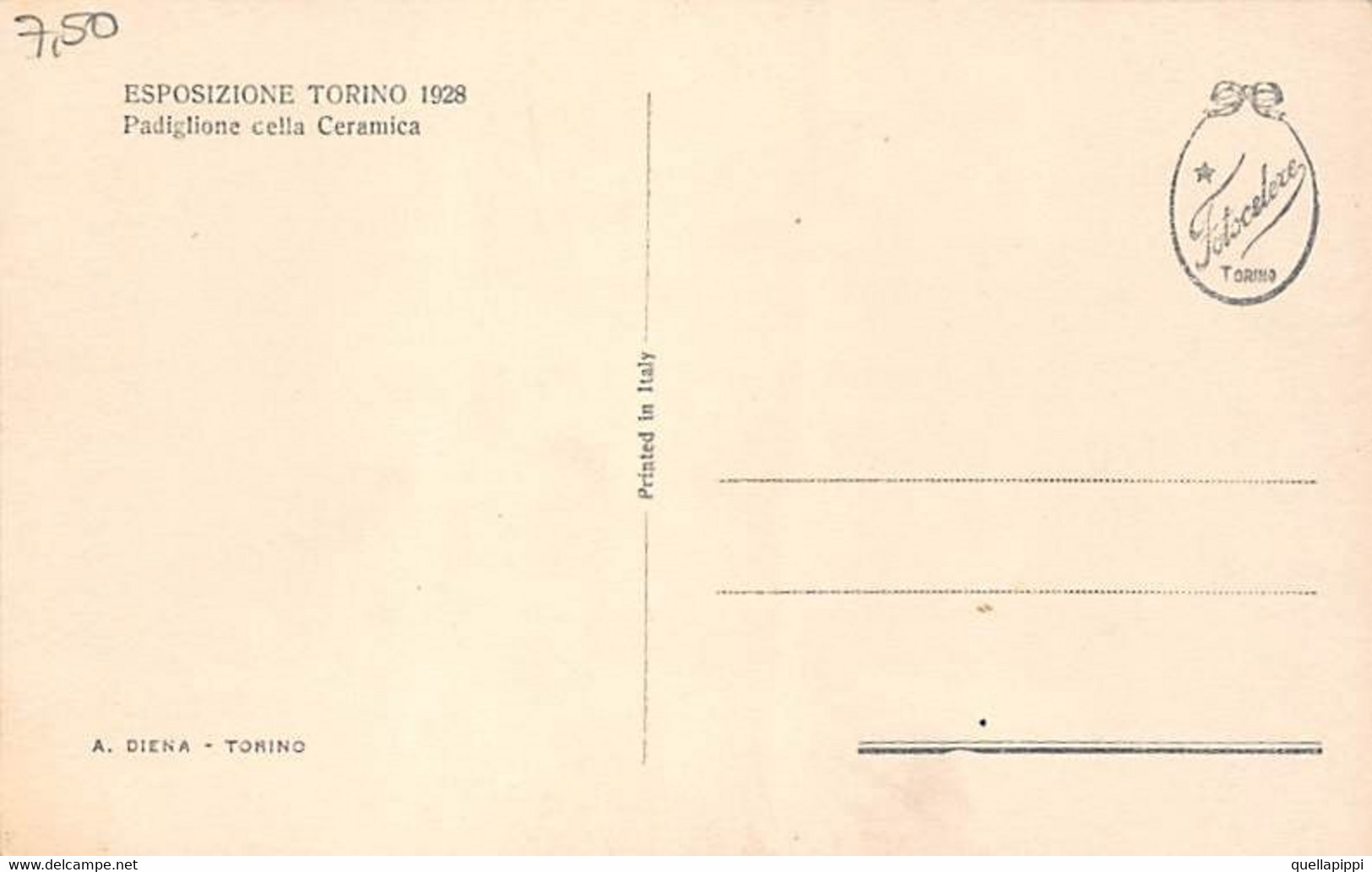 012193 "TORINO - ESPOSIZIONE 1928 - PADIGLIONE CELLA CERAMICA" ANIMATA.  ARCH.'900. CART NON SPED - Mostre, Esposizioni