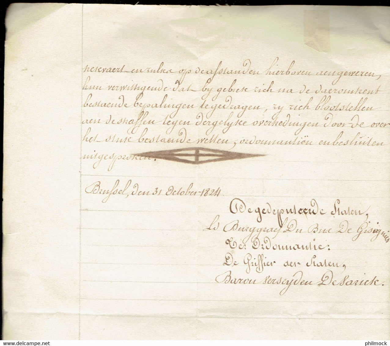 BA- Renouvellement Doc De 1669 En 1808- Provincie Zuid Brabant - Concernant La Demer Signé Baron Berseyden - 1815-1830 (Periodo Holandes)