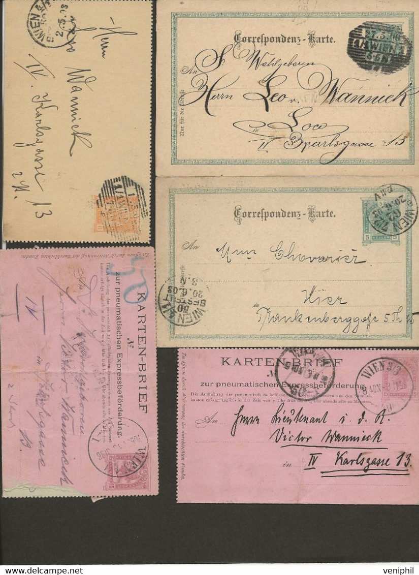 AUTRICHE -LOT DE 10 ENTIERS POSTAUX DATES DE 1888 A 1903 -TB - Sonstige & Ohne Zuordnung
