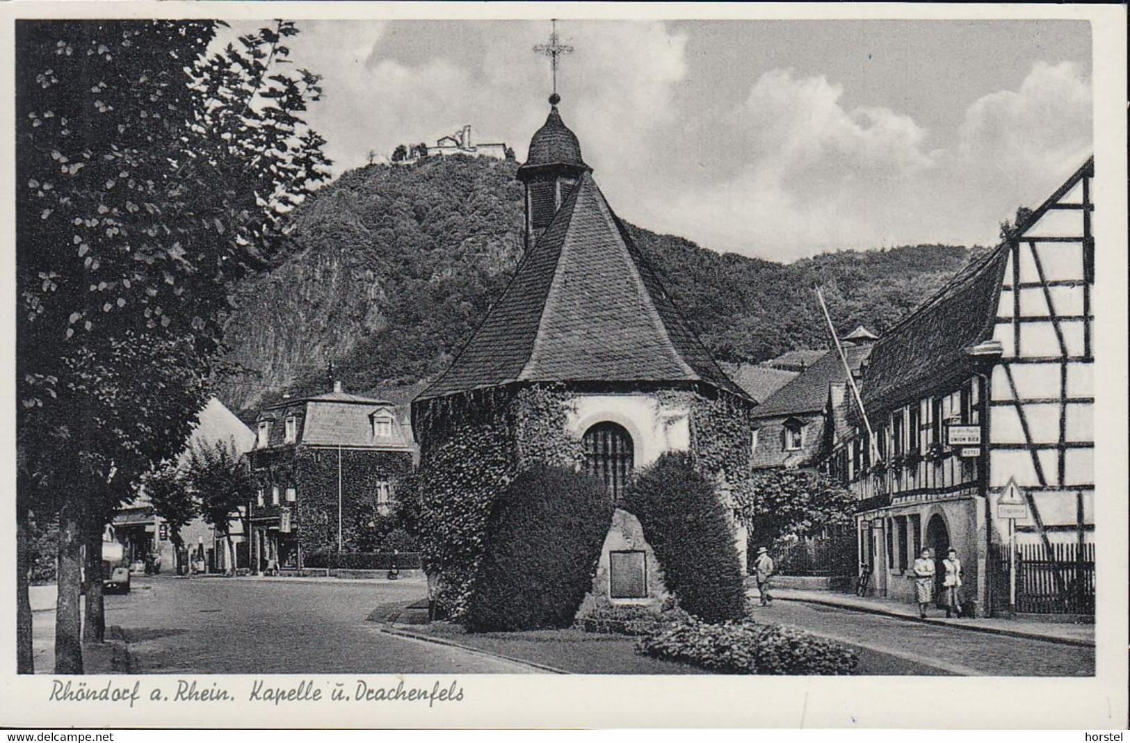 D-53604 Bad Honnef - Rhöndorf - Kapelle , Straßenansicht - Drachenfels (50er Jahre) - Stamp - Bad Honnef