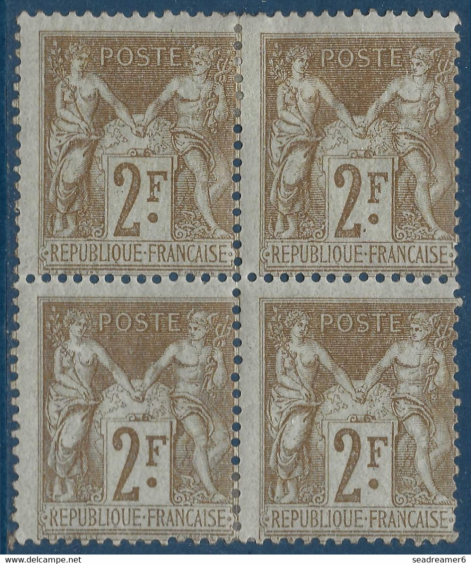 Sage N°105* 2fr Bistre Bloc De 4 Frais & Signé Calves - 1898-1900 Sage (Type III)