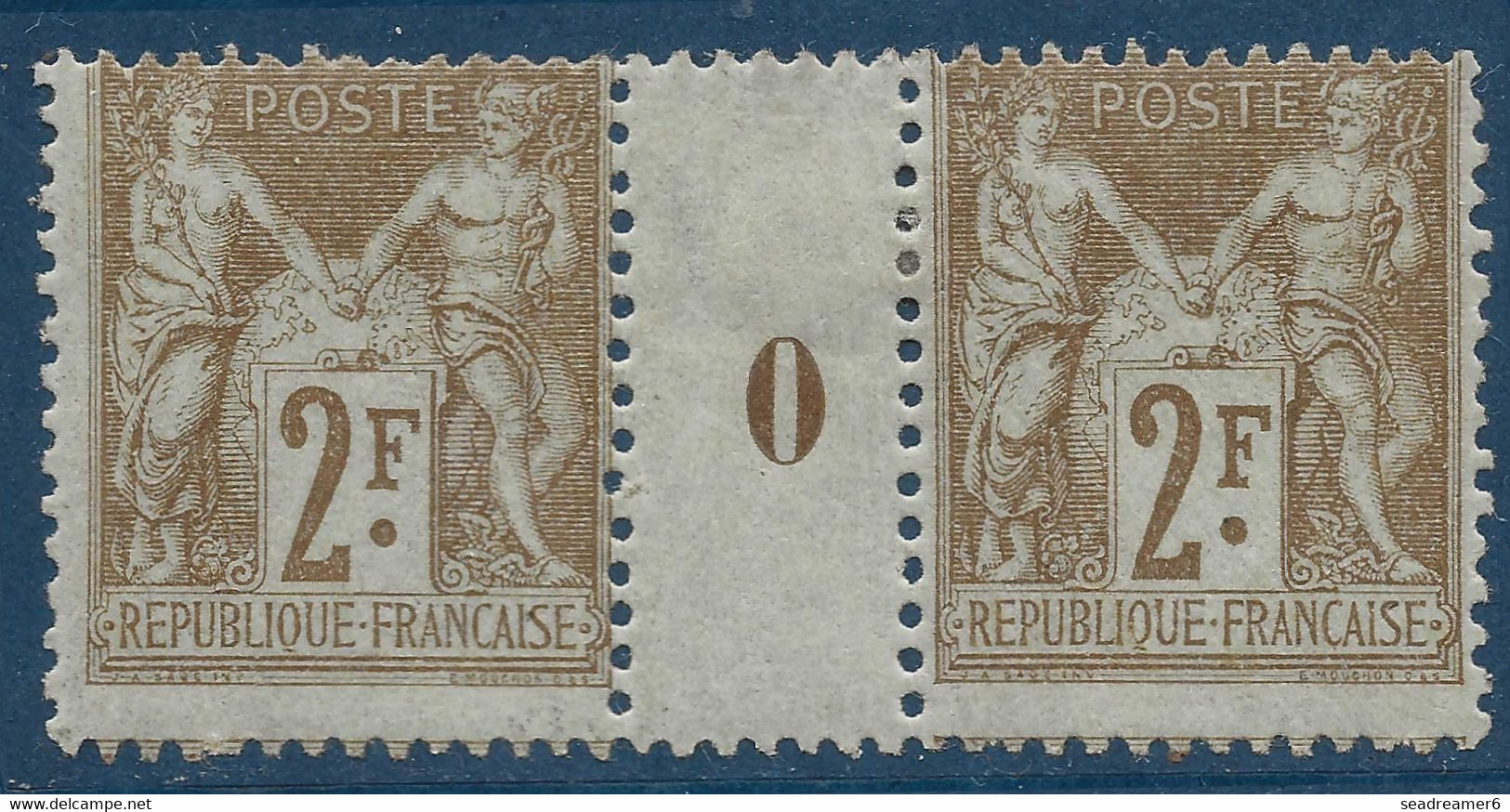 Sage N°105* 2fr Bistre Paire Millésimé 0 Frais & TB Signé Calves - 1898-1900 Sage (Type III)