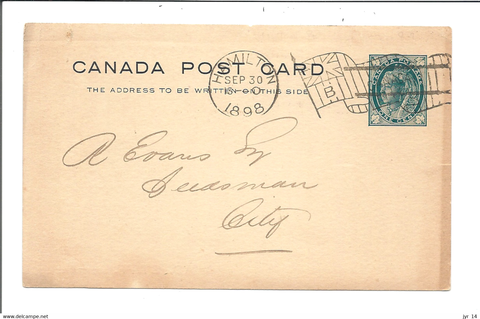 CANADA Post Card HAMILTON 1898 Flag  Chambre De Commerce De Hamilton Réunion 03/10/1898 - Cartas & Documentos
