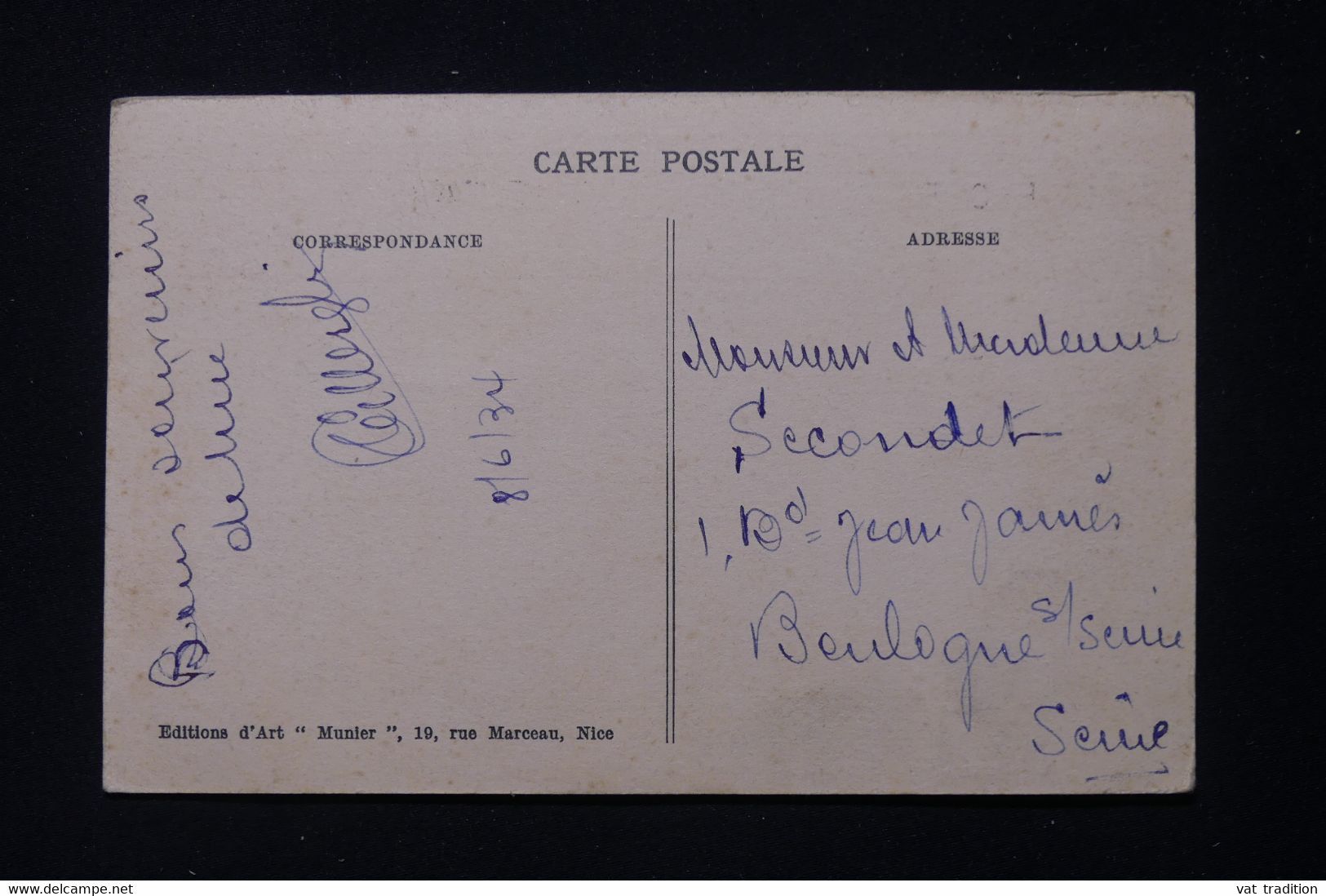 MONACO - Affranchissement De Monte Carlo Sur Carte Postale En 1934 Pour Boulogne / Seine - L 88120 - Briefe U. Dokumente