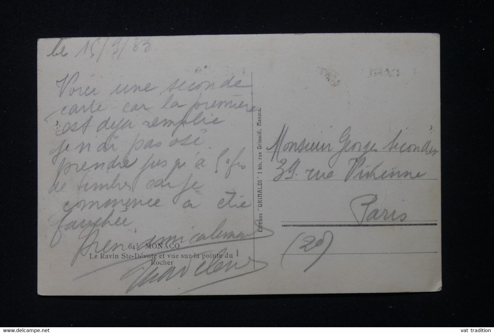 MONACO - Affranchissement De Monte Carlo Sur Carte Postale En 1933 Pour Paris - L 88121 - Cartas & Documentos