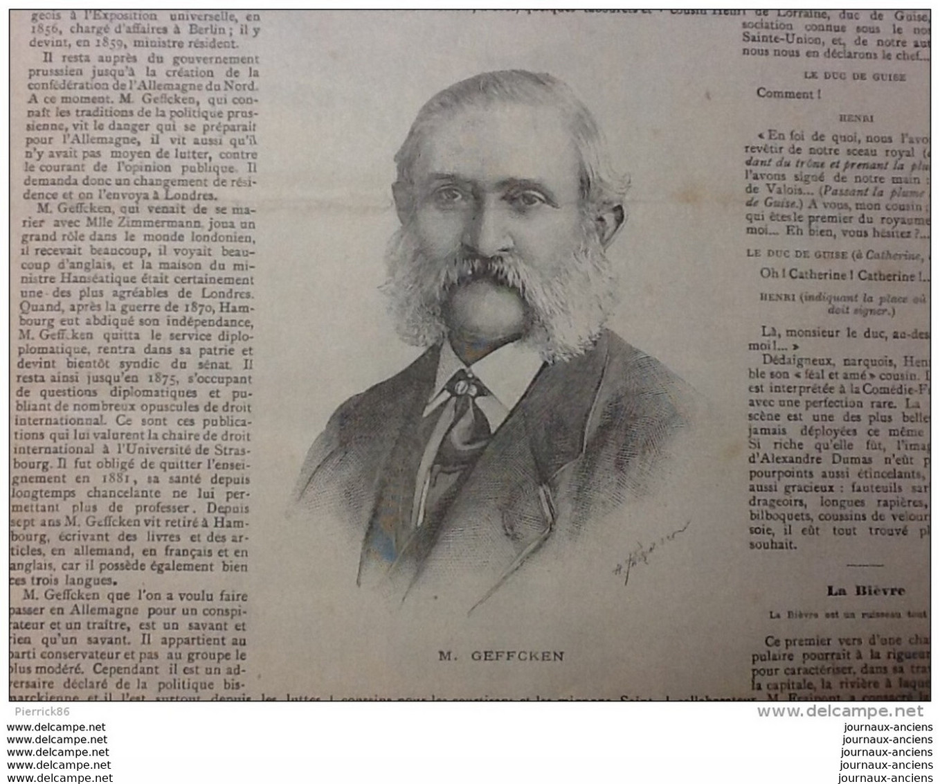 1889 LA BIEVRE À PARIS / THÉÂTRE FRANÇAIS " Henri III " / Mr Henri GEFFEKEN - 1850 - 1899