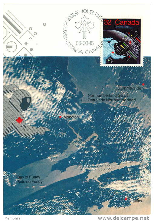 1985  Canadians In Space  Sc 1046  First Day Cancel - Cartoline Maximum