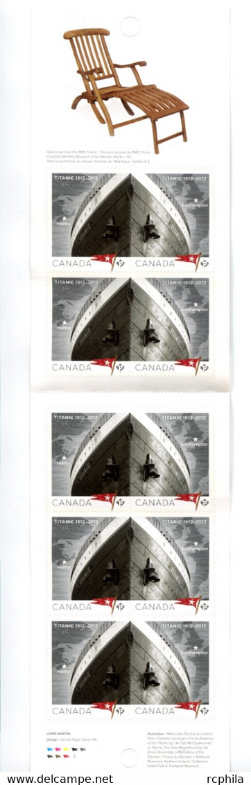 RC 20220 CANADA BK 485 PAQUEBOT TITANIC CARNET COMPLET BOOKLET MNH NEUF ** - Carnets Complets