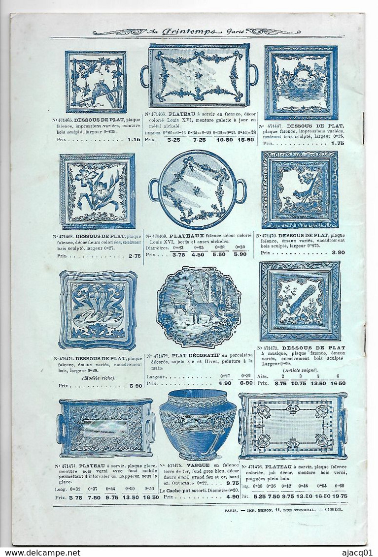 75 Paris Au Printemps Catalogue De Porcelaine De 30 Pages Avec Plus De 300 Vues D Articles - 1900 - 1949