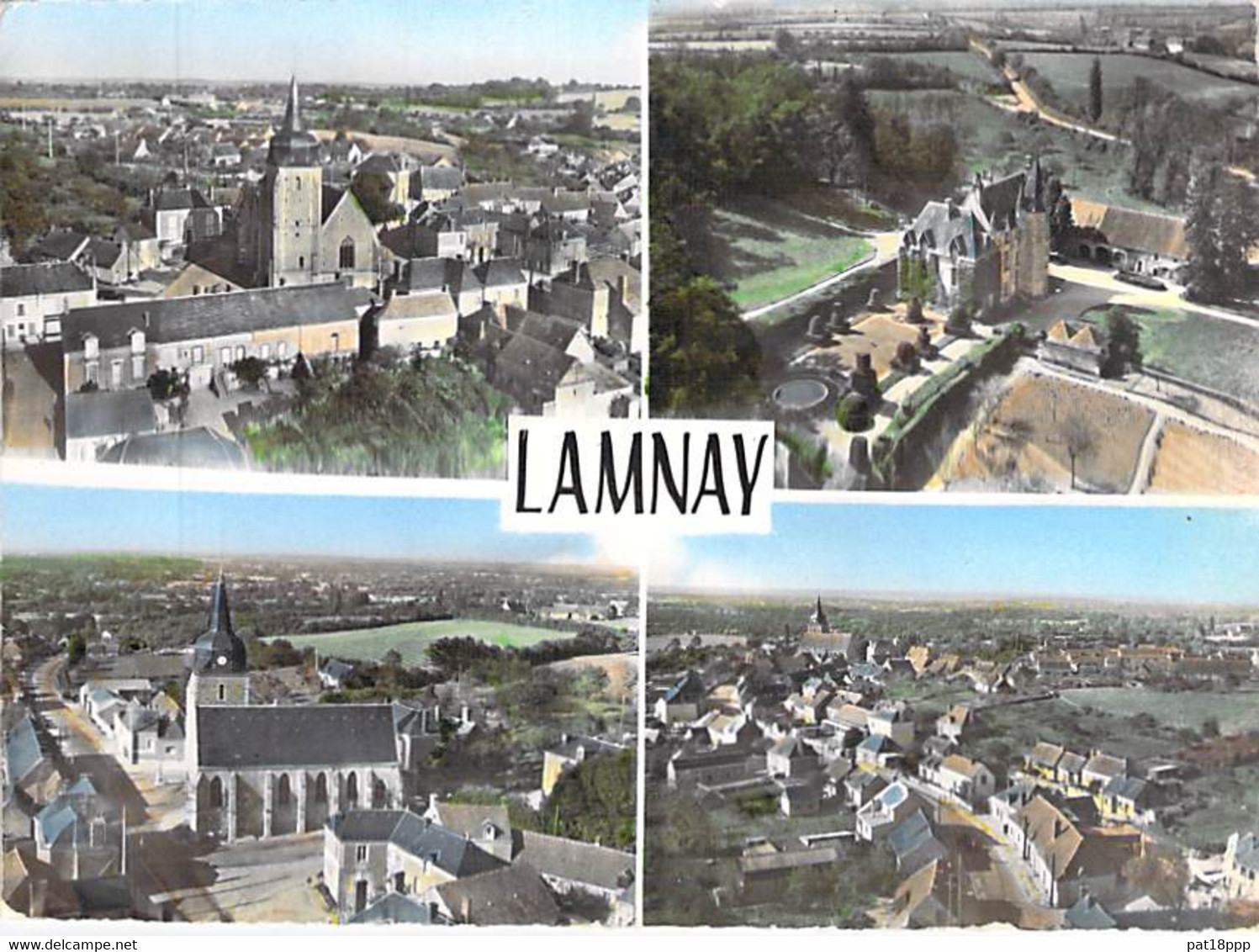 72 -  LAMNAY : Multivues Aériennes - CPSM Village ( 960  H ) Dentelée Colorisée Grand Format 1963 - Sarthe - Sonstige & Ohne Zuordnung
