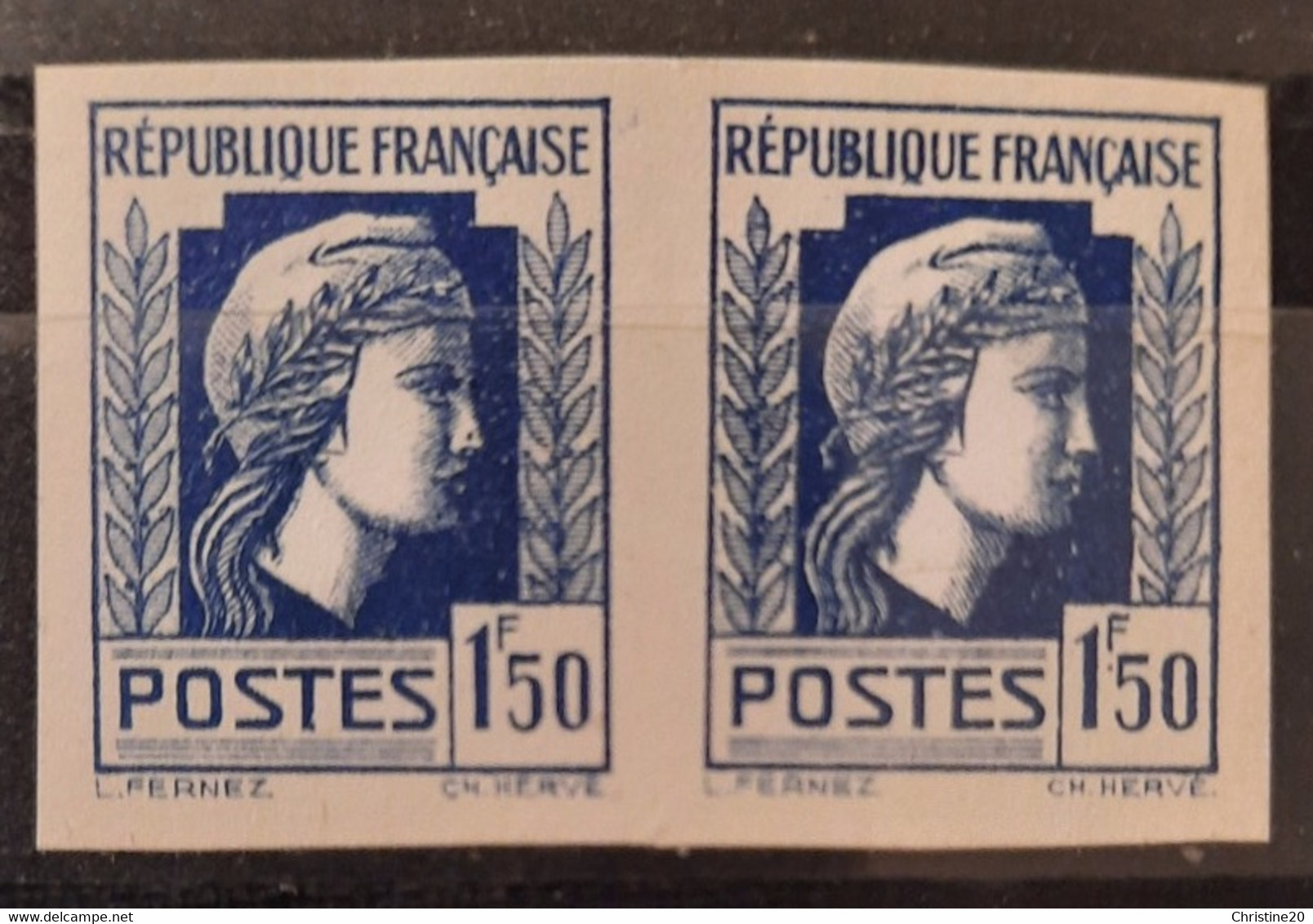 France 1944 N°639 Coq Et Marianne D'Alger  Paire Nd Cote Maury 160€ ** TB - 1944 Coq Et Marianne D'Alger