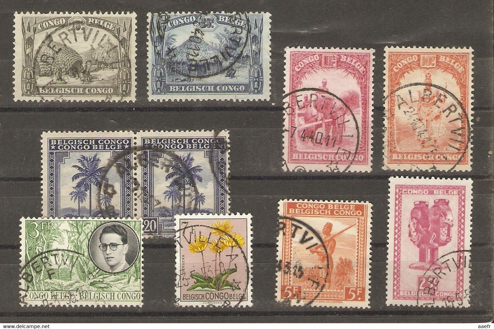 Congo Belge - Petit Lot De 10 Timbres Avec Cachet ALBERTVILLE - Marcophilie - Gebraucht