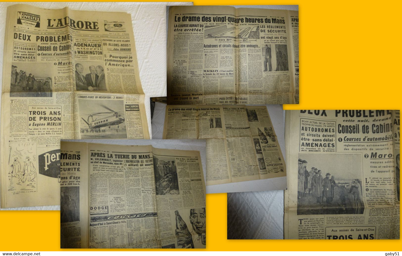 L'AURORE 14 Juin 1955 Catastrophe 24 Heures Du MANS, RARE ; JL 02 - 1950 à Nos Jours