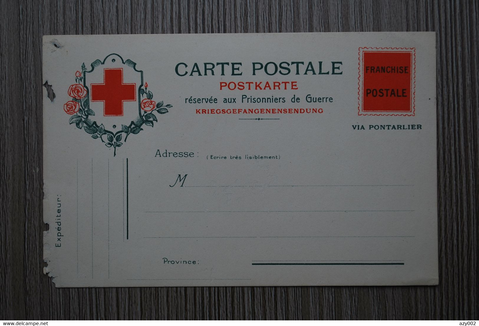 Guerre  1914-1918 - Carte Correspondance Prisonniers De Guerre Via Pontarlier  - Croix Rouge - NEUVE +++ - Documenti Storici