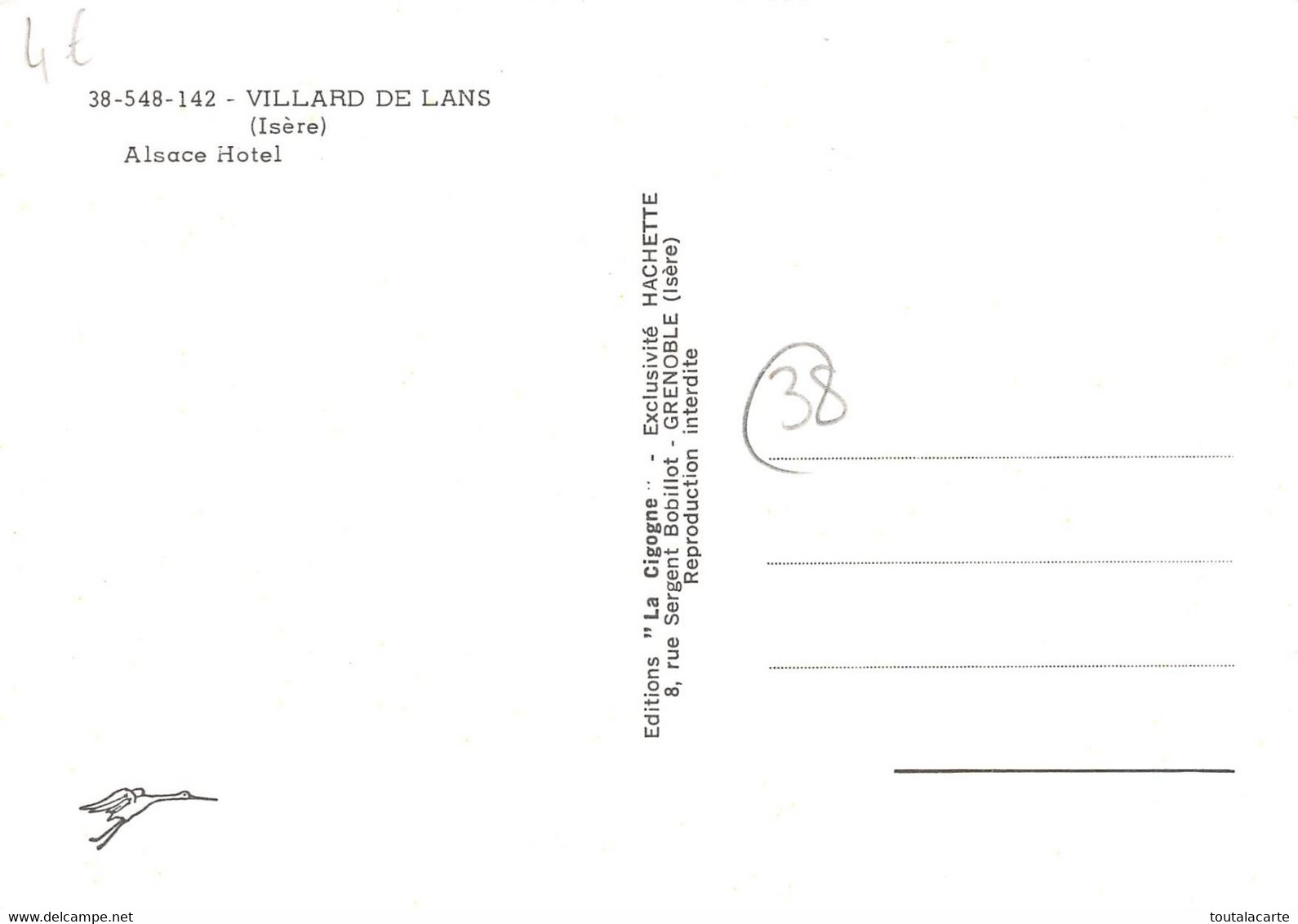 CPSM 38 VILLARD DE LANS ALSACE HOTEL     Grand Format  15 X 10,5 Cm - Villard-de-Lans