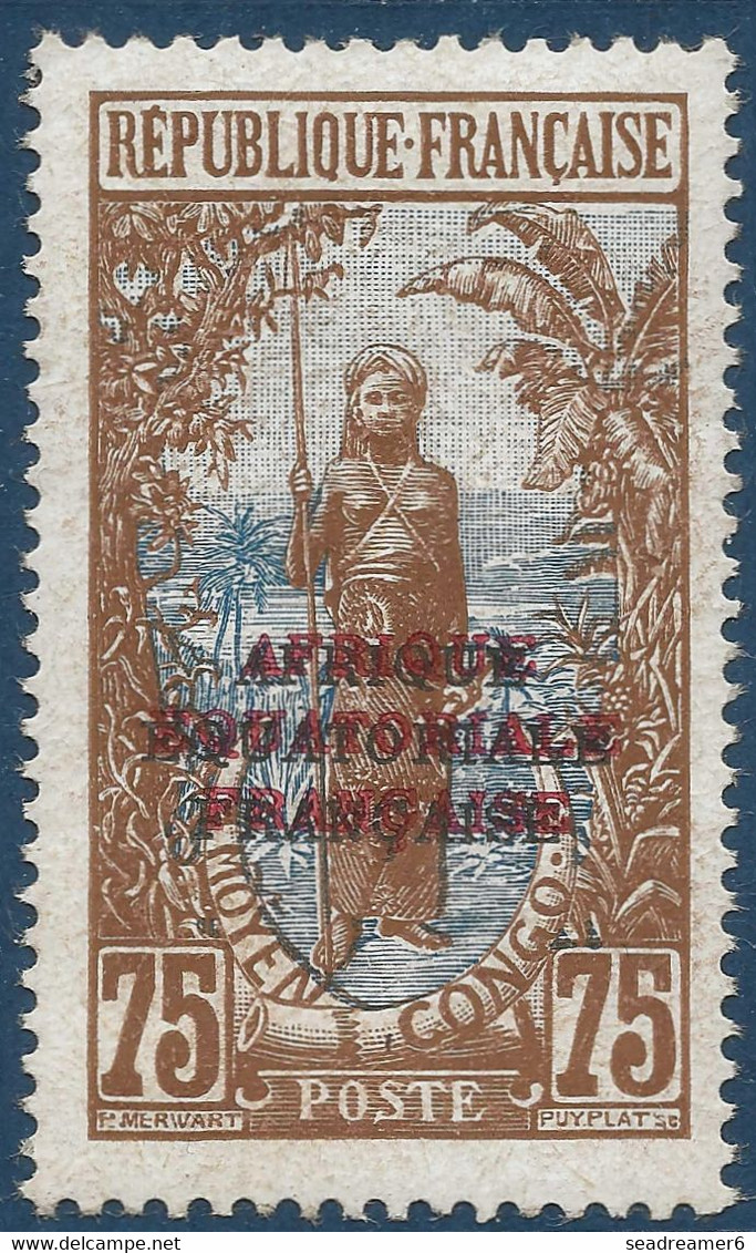 France Colonies Congo N°85*a Double Surcharge Beue + Rouge Superbe Signé Calves - Neufs