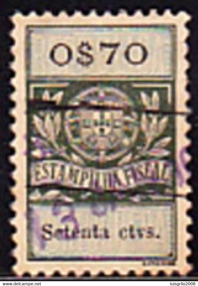 Fiscal/ Revenue, Portugal - Estampilha Fiscal -|- Série De 1929 - 0$70 - Gebraucht