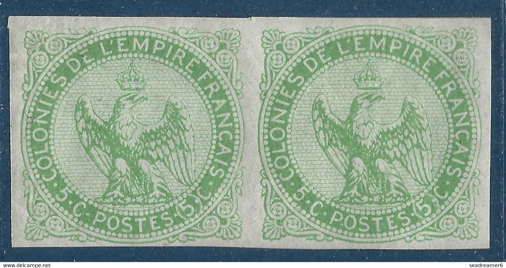 France Colonies Générales N°2** 5c Vert Paire Fraicheur Postale !! Signé Brun - Eagle And Crown