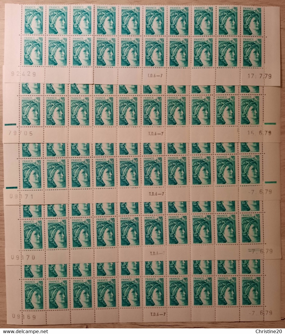 France Sheet 1978 N°1967  5 Bas De Feuilles De 20 Differents ** TB - 1970-1979