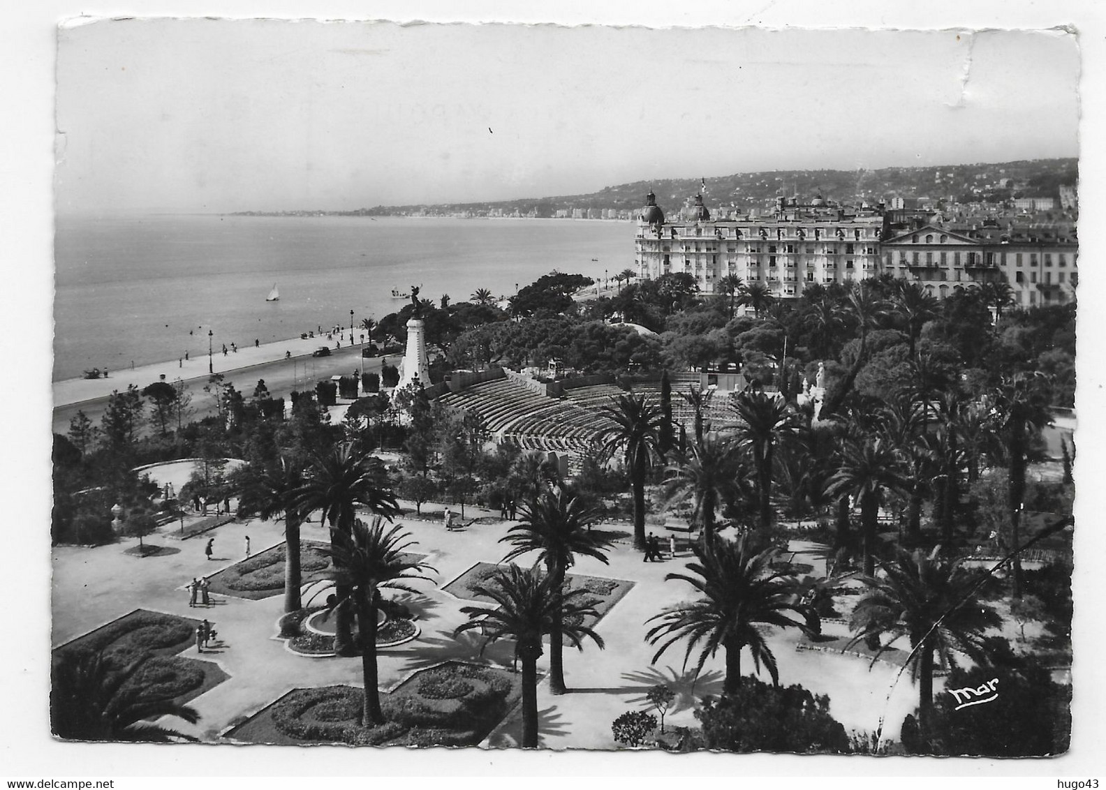 (RECTO / VERSO) NICE EN 1955 - N° 2031 - LE JARDIN ALBERT 1er - DECHIRURE HAUT A DROITE - CPSM GF - BEAUX TIMBRES - Thonon-les-Bains