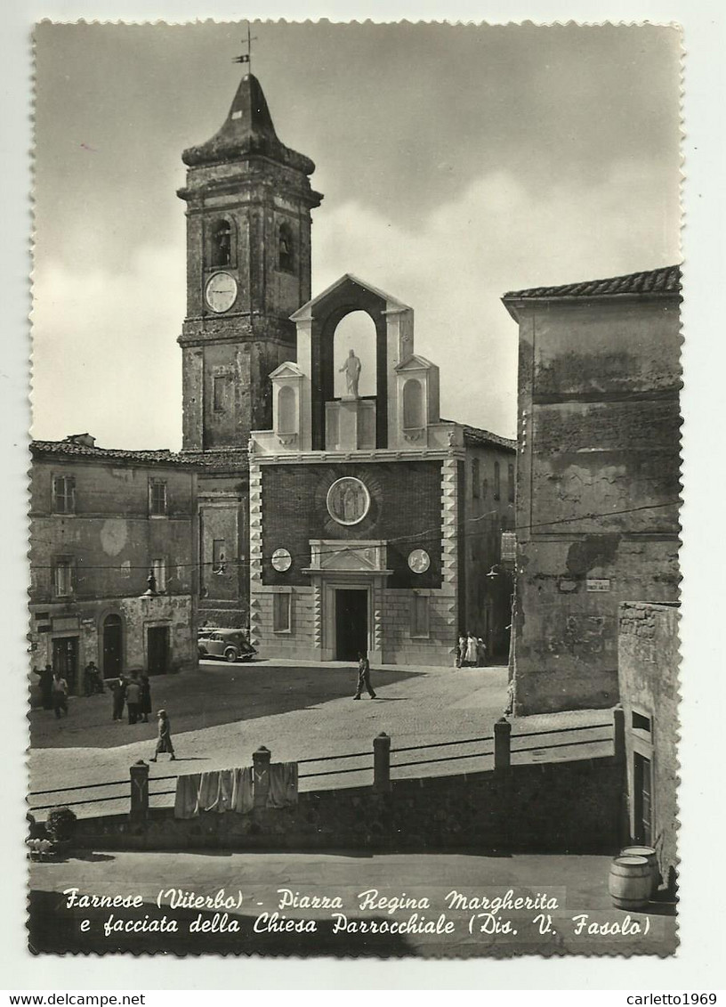 FARNESE - PIAZZA REGINA MARGHERITA E FACCIATA DELLA CHIESA PARROCCHILAE - VIAGGIATA  FG - Viterbo