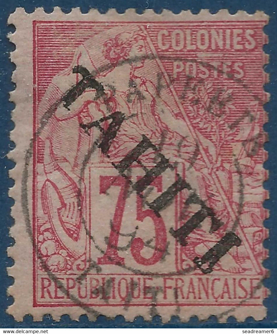 France Colonies TAHITI N°17 75c Rose Oblitéré De Papeete Superbe & Signé Calves - Usati