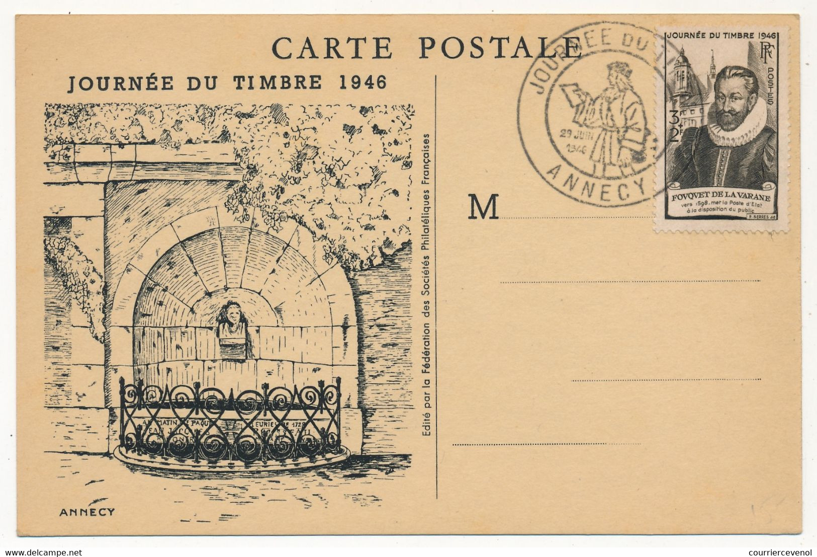 FRANCE - Carte Locale Journée Du Timbre 1948 - ANNECY - 21 Juin 1946 - Tag Der Briefmarke