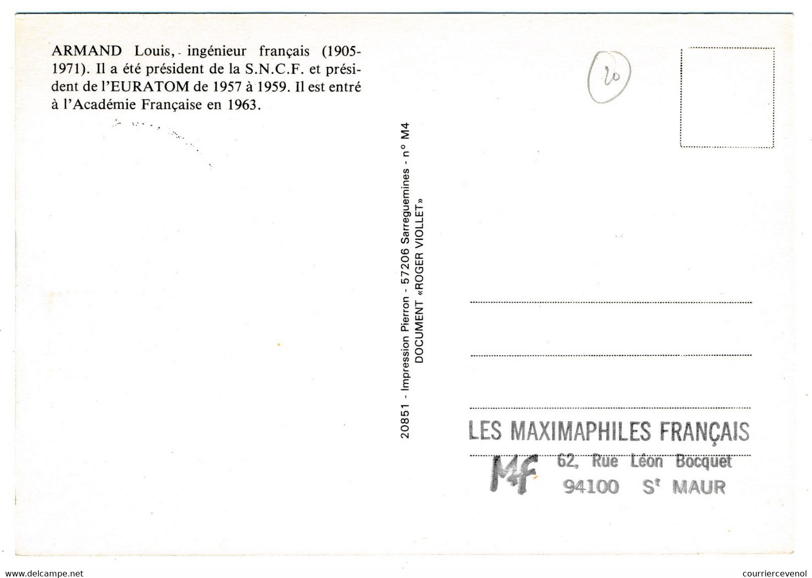 FRANCE - Carte Maximum 1,20 Louis Armand - 74 CRUSEILLES - 23 Mai 1981 - 1980-1989