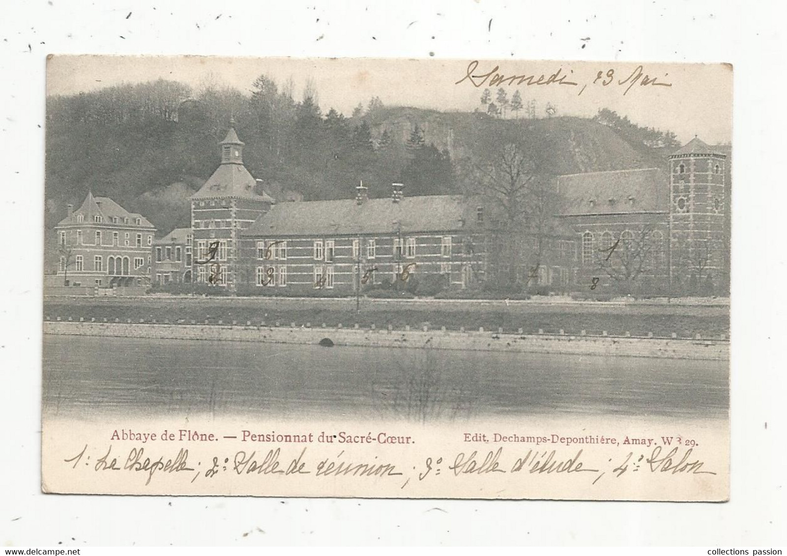 JC , Cp , BELGIQUE , AMAY , Abbaye De FLÔNE , Pensionnat Du Sacré Coeur , Voyagée 1915 - Amay