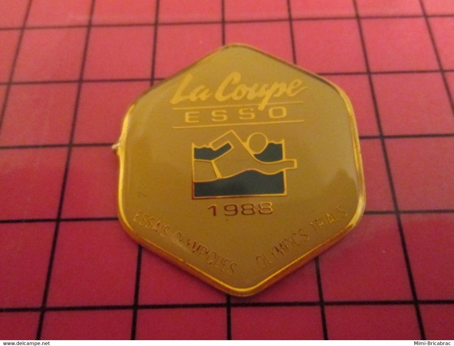 812b Pin's Pins / Beau Et Rare : Thème SPORTS / NATATION LA COUPE ESSO 1988 ESSAIS OLYMPIQUES Ah Nager Dans Le Pétrole - Natation