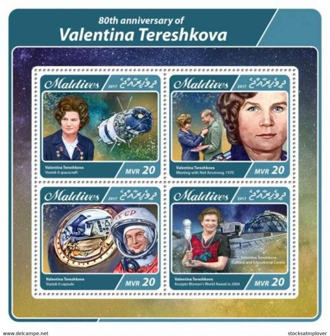 Maldives  2016  Valentina Tereshkova, Neil Amstrong ，space - Maldivas (1965-...)