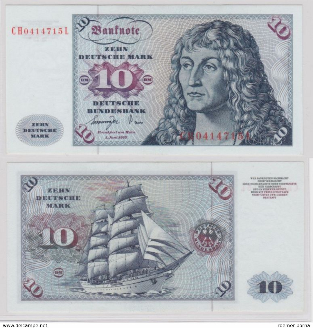 T143817 Banknote 10 DM Deutsche Mark Ro. 275a Schein 1.Juni 1977 KN CH 0414715 L - 10 DM