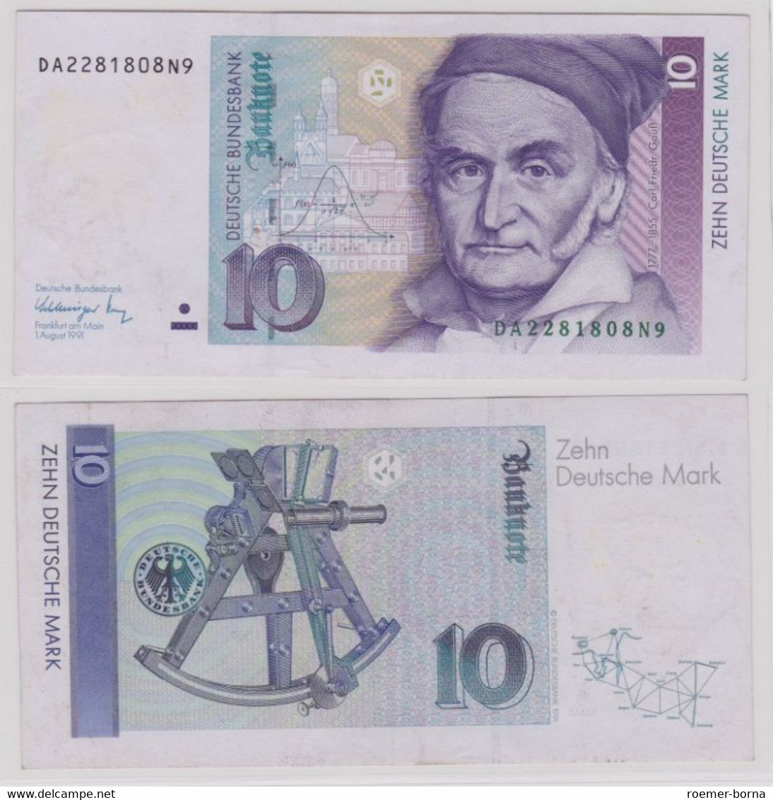 T144289 Banknote 10 DM Deutsche Mark Ro. 297a Schein 1.Aug. 1991 KN DA 2281808N9 - 10 DM