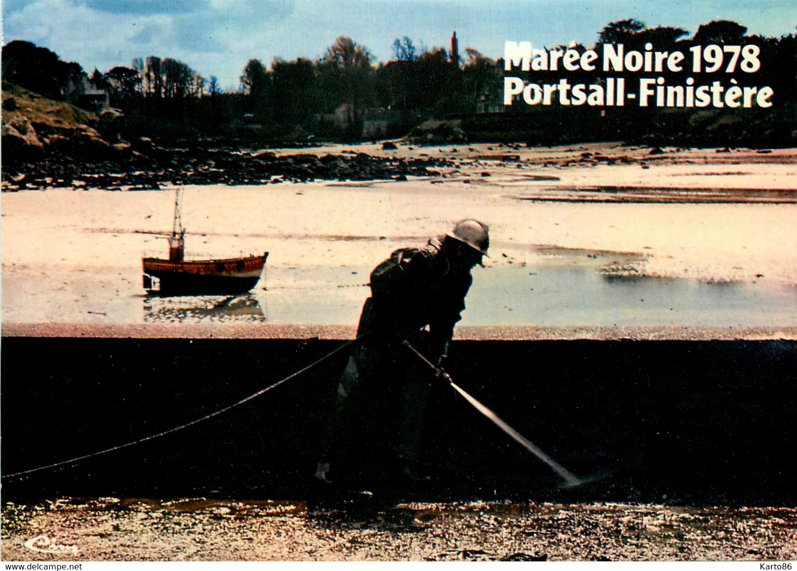 Portsall * Ploudalmézeau * Série De 4 Cp * La Marée Noire De 1978 * Catastrophe écologique * Scènes De Nettoyage - Ploudalmézeau