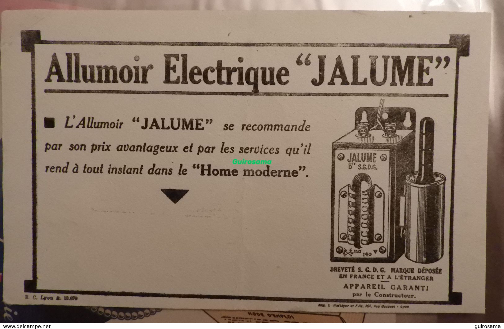 Buvard Allumoir électrique « Jalume »  Lyon - Elektrizität & Gas