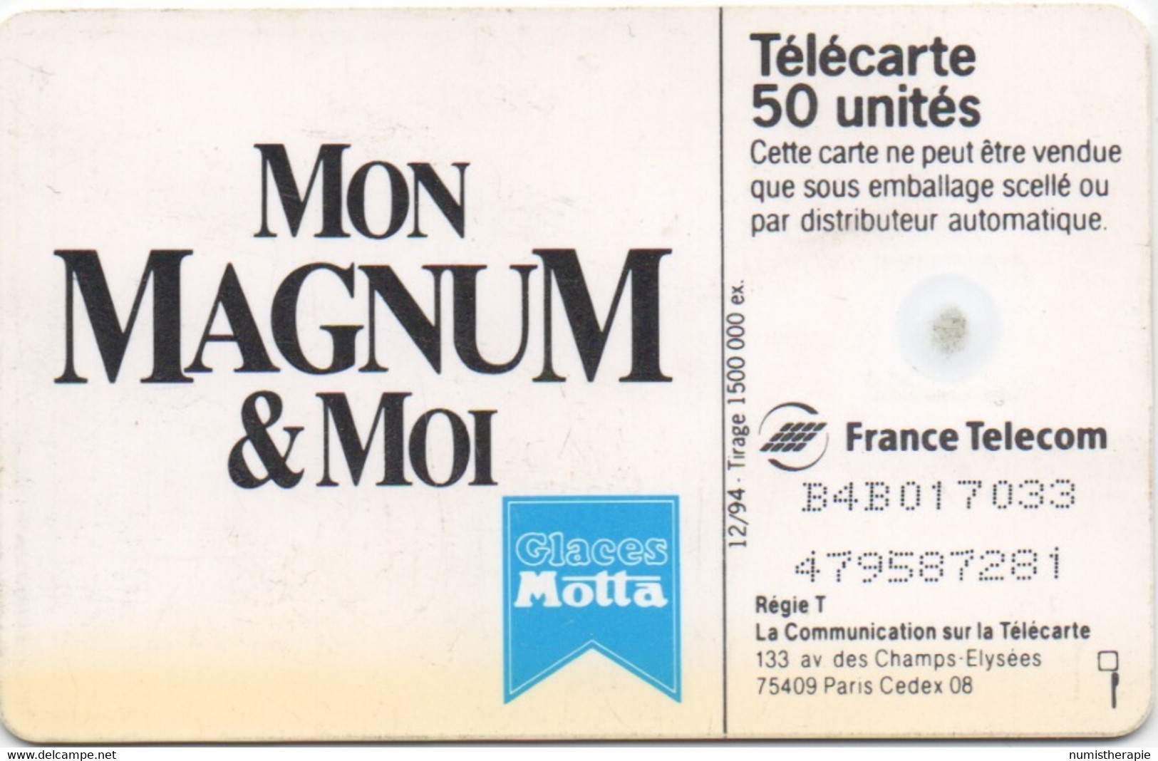 Mon MAGNUM & Moi (Glaces Motta : 1994 : Tirage 1.500.000) - Levensmiddelen