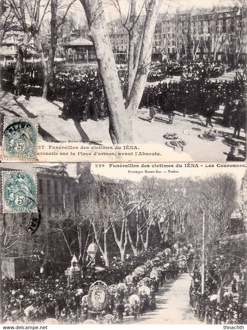 2 Cpa DES FUNERAILLES DES VICTIMES DU IENA.....couronnes   Cerceuils Sur La Plaçe D'armes - Funeral