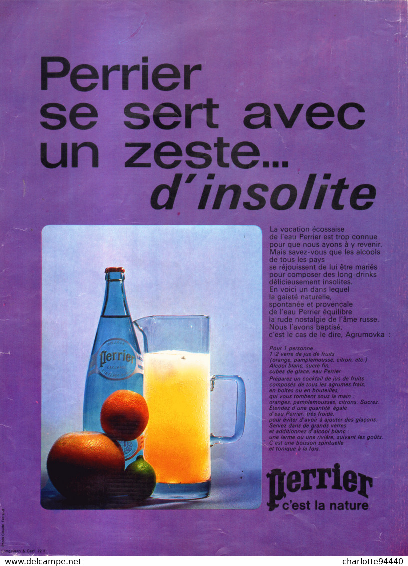 PUB  " PERRIER  "    1972 ( 20 ) - Perrier