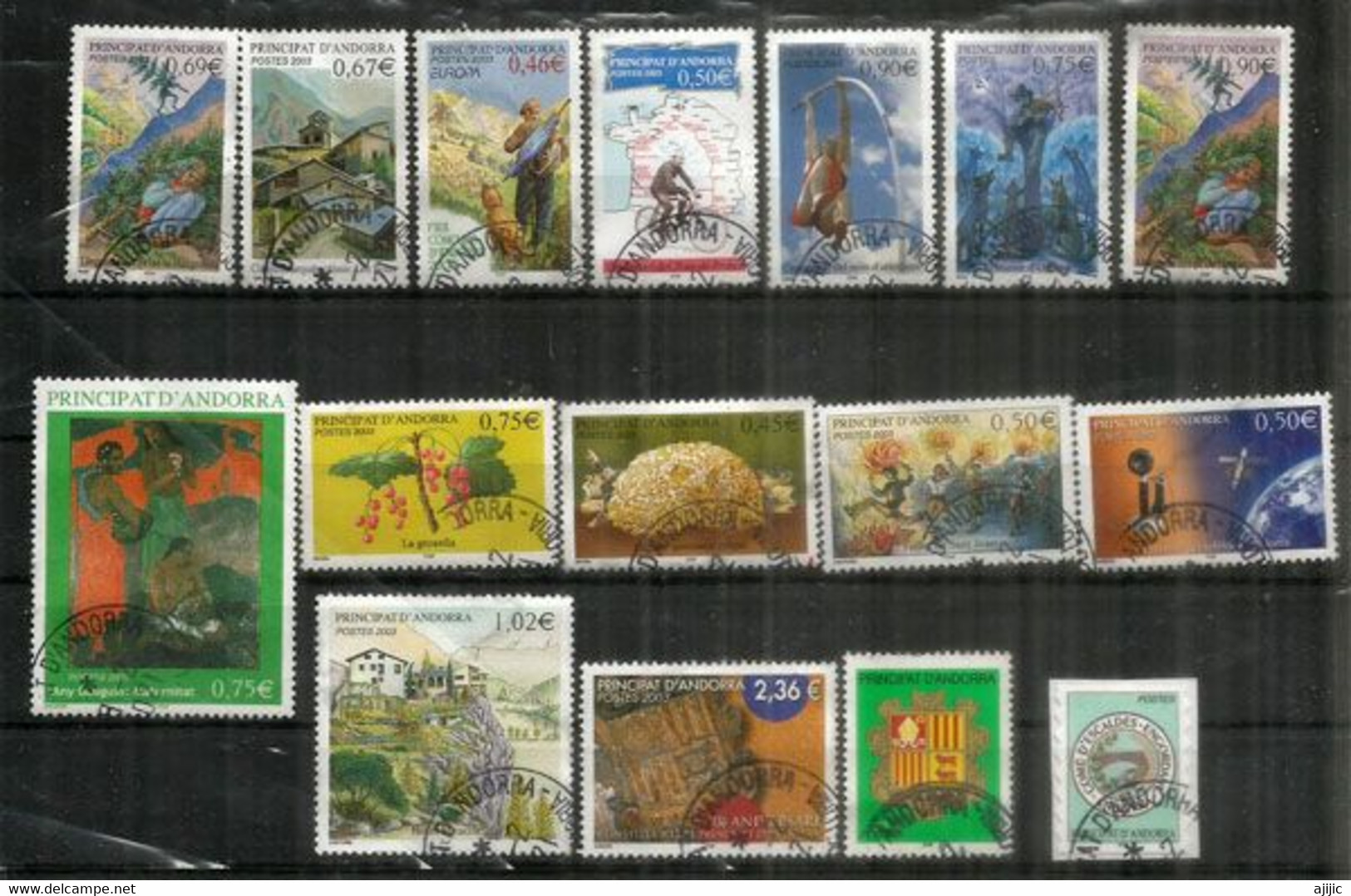 Année Complète 2003, 16 Timbres Oblitérés 1 ère Qualité.Tour De France,saut à La Perche,groseilles,Gaughin,etc - Oblitérés