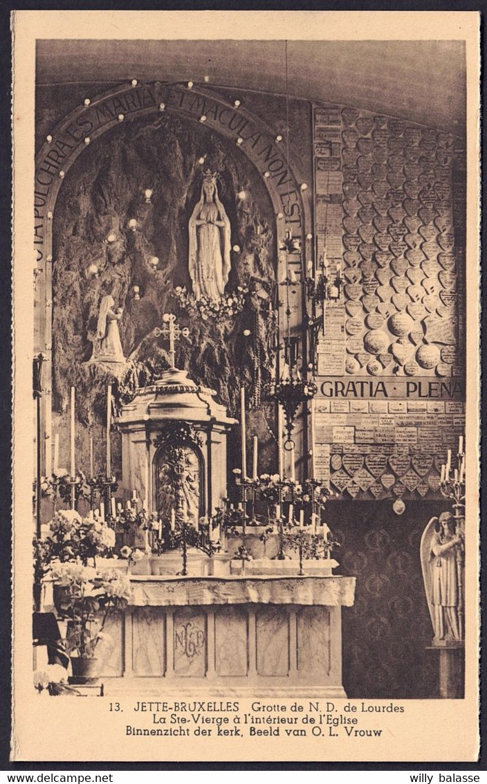 +++ CPA - JETTE - Bruxelles - Grotte De ND De Lourdes - Ste Vierge à L'intérieur De L'Eglise  // - Jette