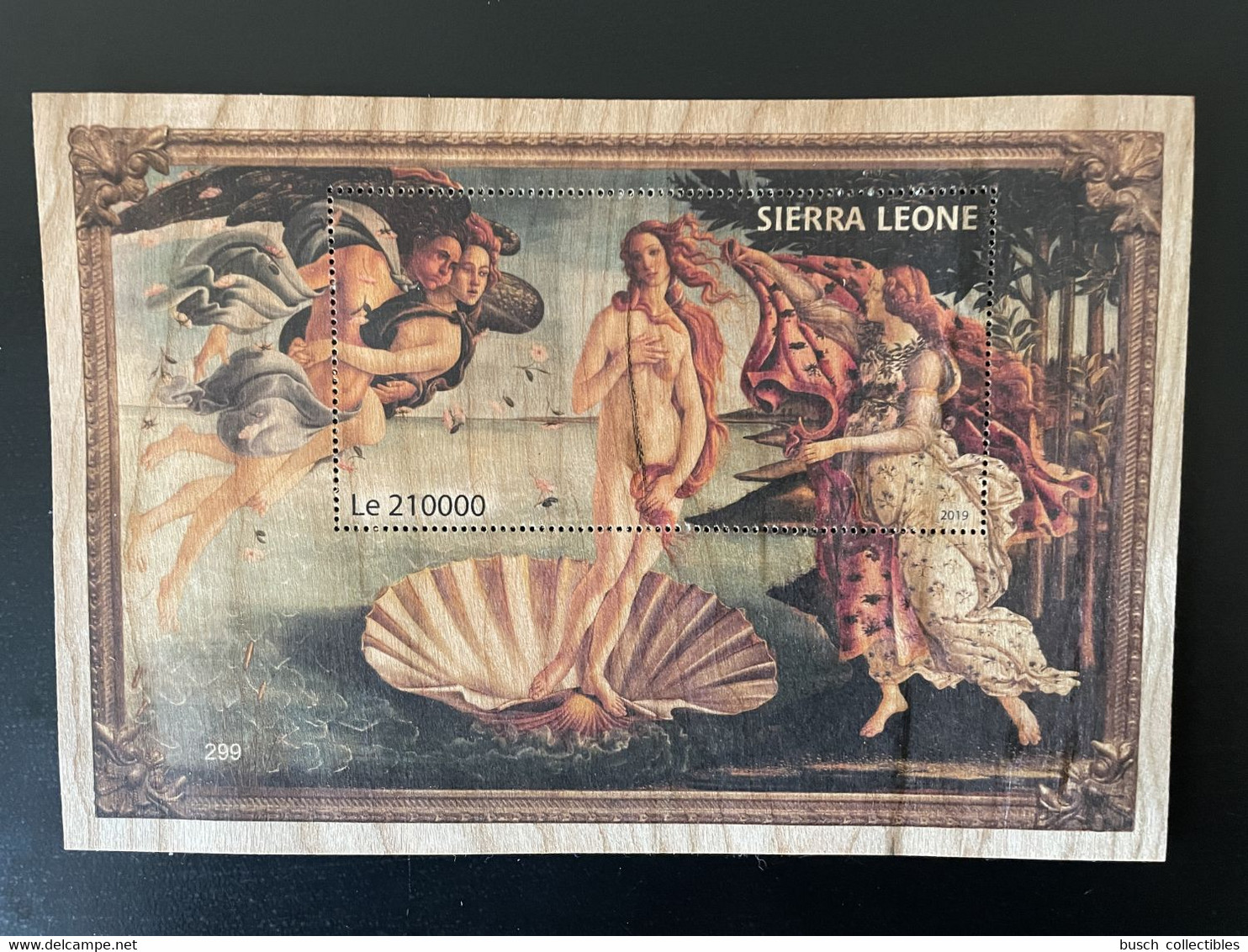 Sierra Leone 2019 Mi. Bl. ? Sandro Botticelli Birth Venus Naissance Geburt Art Kunst Wooden Wood Bois Holzfurnier - Sierra Leone (1961-...)