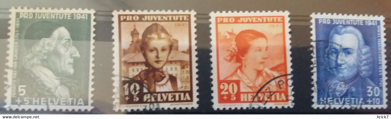 Suisse Y/T N°371/4 Oblitéré  " Pro Juventus 1941 " - Autres & Non Classés