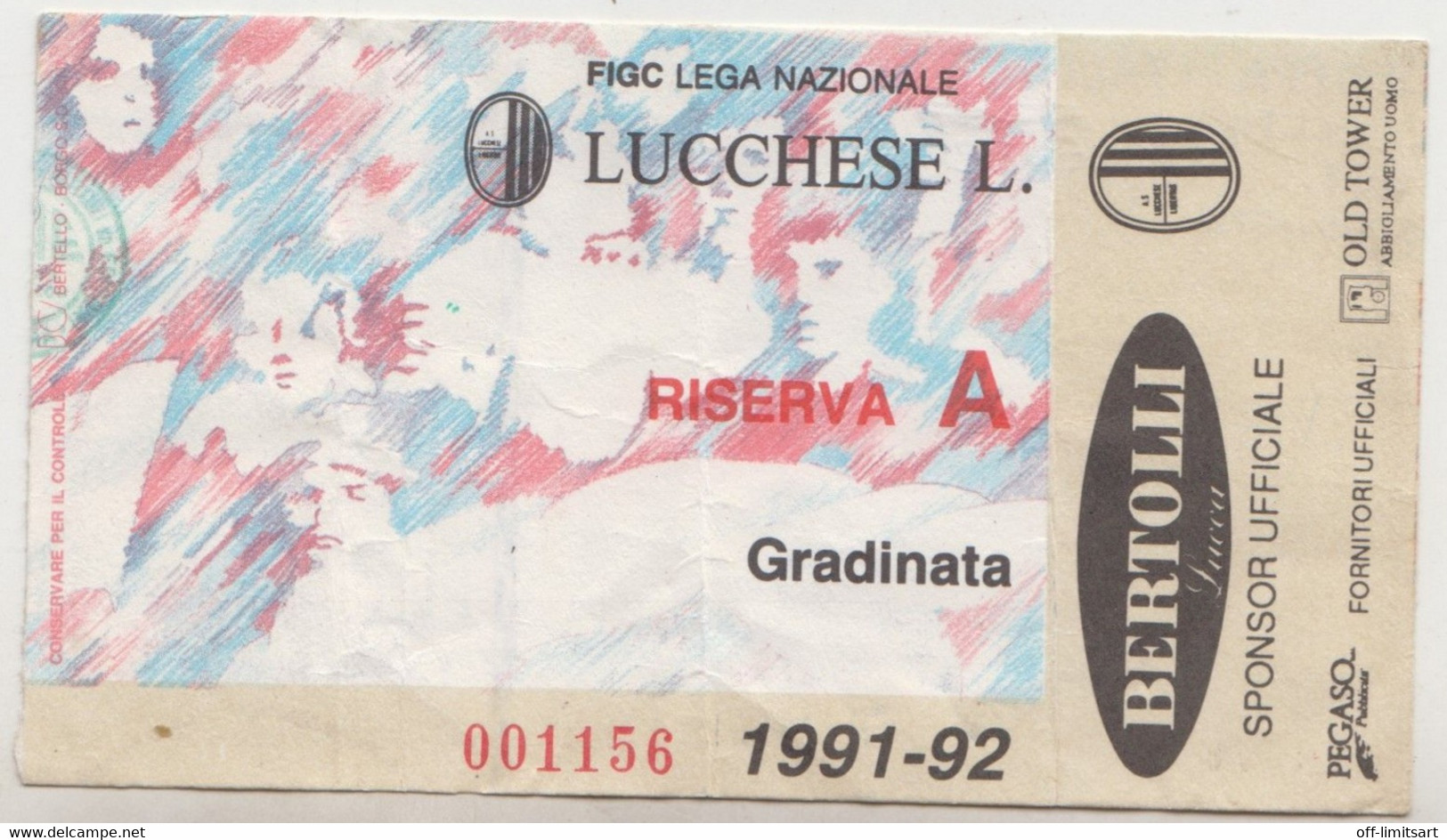 Lucchese- Venezia  3-1 , 1991/92 - Calcio - Ticket , Biglietto Ingresso Stadio - N.001156 - Tickets - Entradas