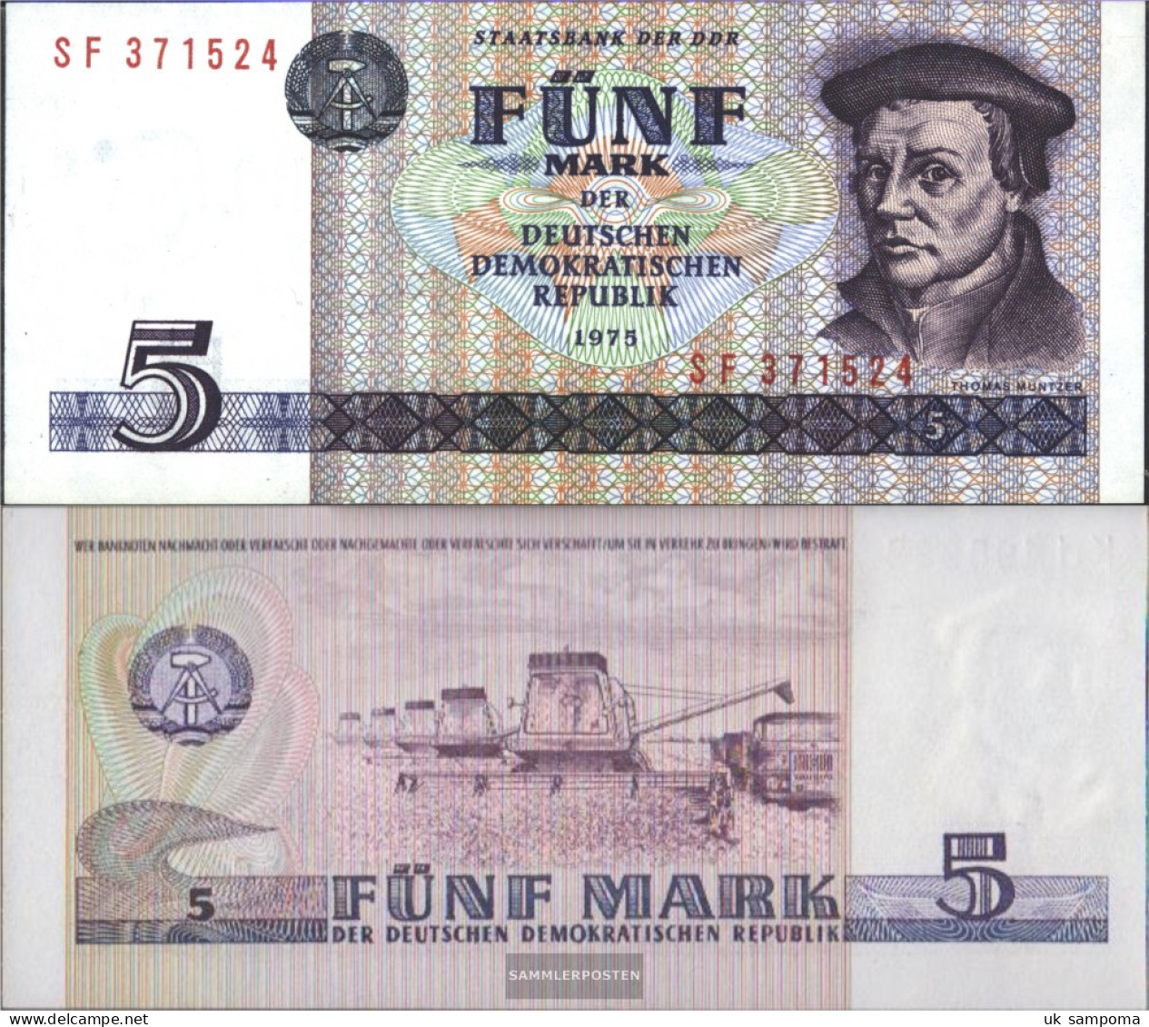 DDR Rosenbg: 361a, Kontrollnummer 6stellig, Typensatz From 1979 In Umlauf Uncirculated 1975 5 Mark - 5 Deutsche Mark